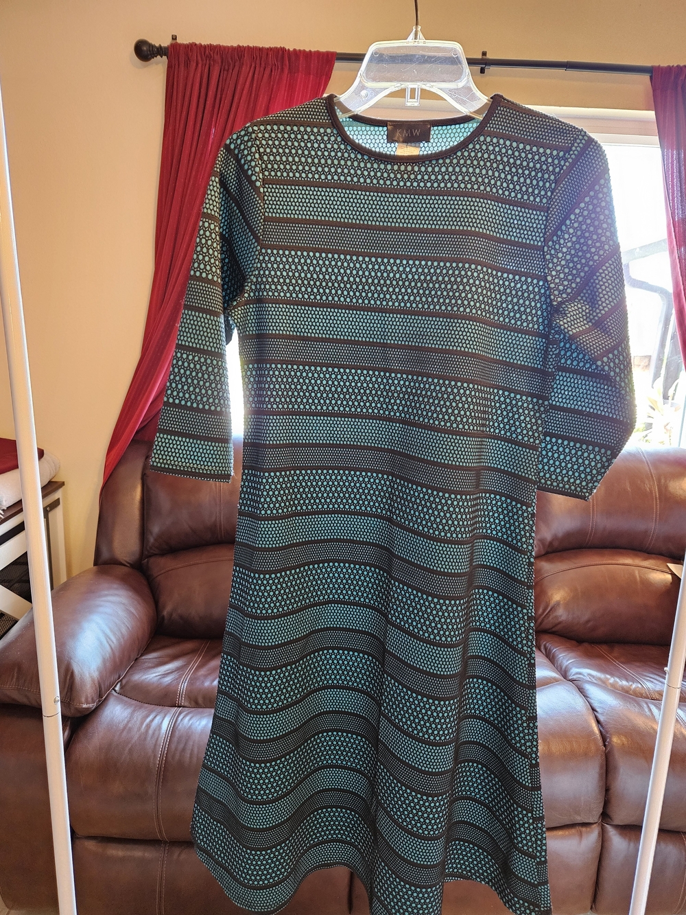 KMW Teal and Black Patterned Women's Dress